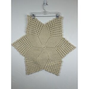 Six Pointed Crotchet Star Extra Large Yarn Doily Table Runner Decor Vintage Boho